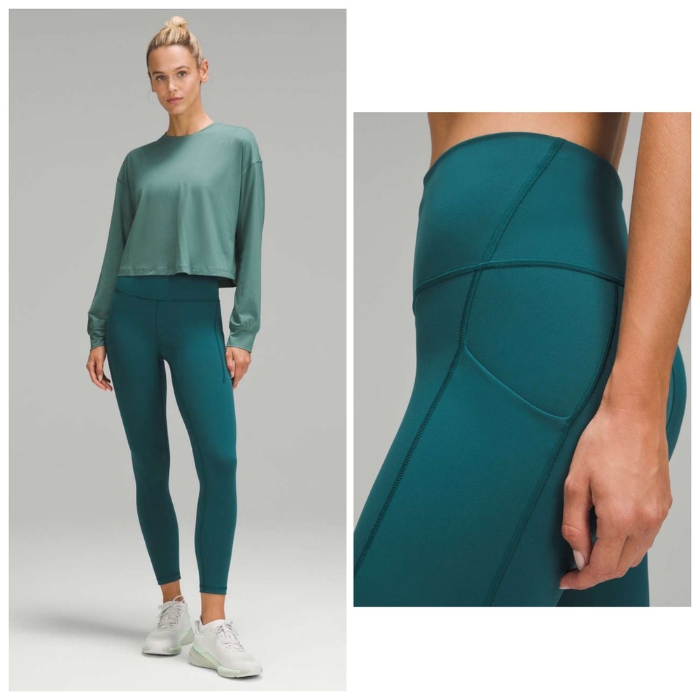 Lululemon Storm Teal Wunder Train High Rise Leggings with Pockets NWOT